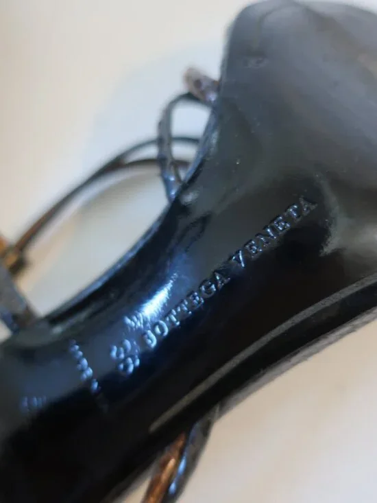 Women Bottega Veneta Black Brown Strappy Leather Stiletto Heel Sandals 36 US/6 - Picture 15 of 16